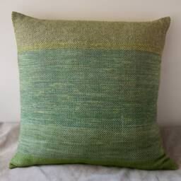 Wilshire Green Woven Pillow Designer Throw Handwoven Artisan Gift Forest Moss - thumbnail 1