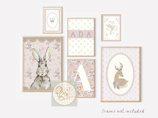 Set Of Vintage Style Gallery Wall Prints For A Girls Bedroom, Nursery Or Playroom - Unframed - image 1