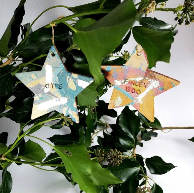 Personalised Christmas Star/Tree Decoration Metallic Silver Gold Colourful Ornament /Fun - image 1