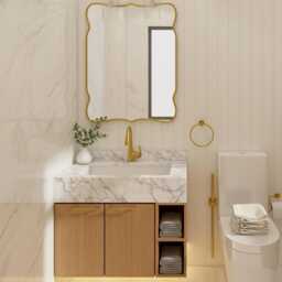 Vanity Brass Mirror Italian Style Asymmetrical Wall Decor Mirror - thumbnail 3