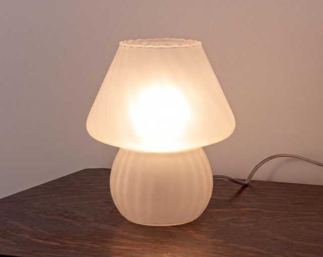 Mushroom Light, Frost Venetian Murano Table Lamp, Texture Glass - image 1