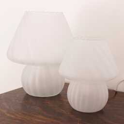 Mushroom Light, Frost Venetian Murano Table Lamp, Texture Glass - thumbnail 3