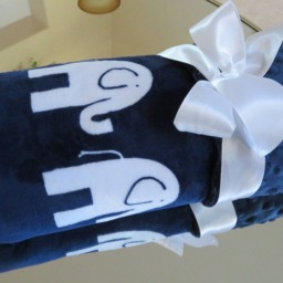 The Elephant Baby Blanket, Minky Cuddle Fabric, Personalized Baby Gift, Usa Handcrafted - thumbnail 2