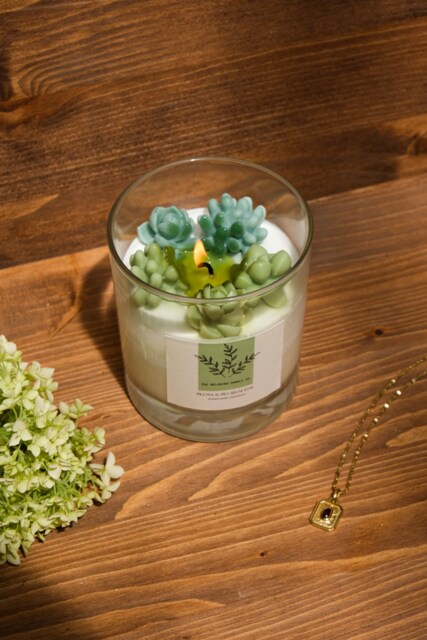 Succulent Scented Candle - Handmade Soy Wax Botanical Home Decor Valentine's Day Gift Mother's Floral - image 1