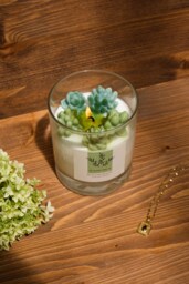 Succulent Scented Candle - Handmade Soy Wax Botanical Home Decor Valentine's Day Gift Mother's Floral - thumbnail 1