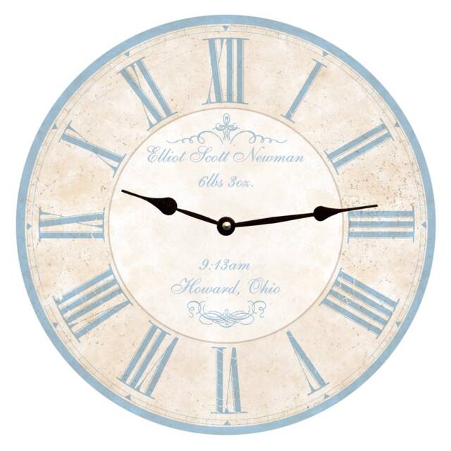 Blue Clock - Baby Stats Nursery Wall Clock - image 1