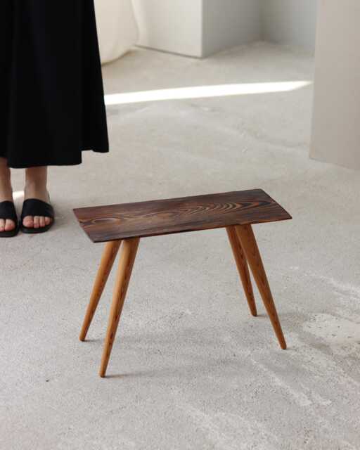 Handmade Charred Wood Stool Handcarved Bathroom Stool - image 1