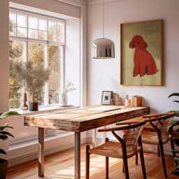 Cute Sitting Dog On Polished Floor - Poodle Artwork -Playful Pet Wall Art Poster - thumbnail 2