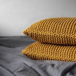 Mustard Chunky Knit Cushion Cover Scandinavian Cotton Throw Pillow - Cover Only - thumbnail 3