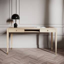 Mid-Century Modern Oak Desk With Brass Accents - thumbnail 2