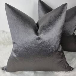 Graphite Grey Satin Cushion Cover, Luxury Textured Pillow, Designers Guild Anshu - thumbnail 1
