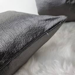 Graphite Grey Satin Cushion Cover, Luxury Textured Pillow, Designers Guild Anshu - thumbnail 4