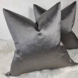 Graphite Grey Satin Cushion Cover, Luxury Textured Pillow, Designers Guild Anshu - thumbnail 2