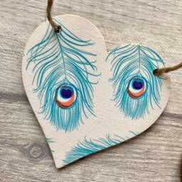Peacock Bunting, Wooden Feather Garland, Gifts For 5Th Anniversary, Romantic Bird Wall Decor - thumbnail 3