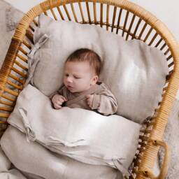Natural Linen Bedding For Baby Toddler Children, Pure Duvet Cover & Pillowcase Crib - thumbnail 3