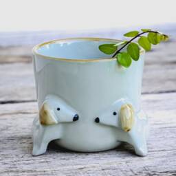 Dachshund Dog Planter Handmade Ceramic Succulent Pot - thumbnail 4