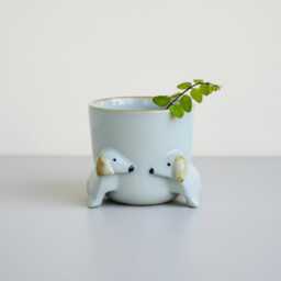Dachshund Dog Planter Handmade Ceramic Succulent Pot - thumbnail 1