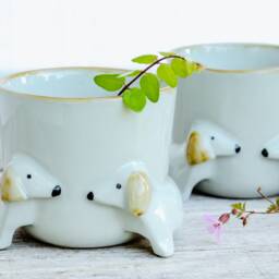 Dachshund Dog Planter Handmade Ceramic Succulent Pot - thumbnail 2