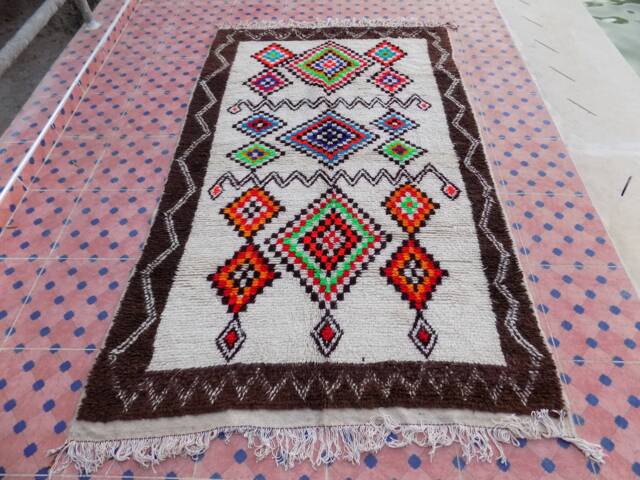 Hand-Knotted Wool Azilal Rug Traditional Berber Area Rug - image 1