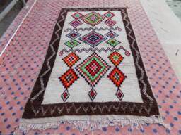 Hand-Knotted Wool Azilal Rug Traditional Berber Area Rug