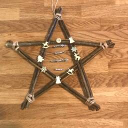 Personalised Christmas Star, Natural Willow, Decorations, Wall Hanging, Family Names - thumbnail 1