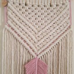 Macrame Wall Hanging - Rose Pink Feather - thumbnail 3