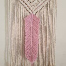 Macrame Wall Hanging - Rose Pink Feather - thumbnail 2