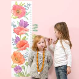 Poppy Mix Growth Chart - Fabric Wall Decal Flower Shop Mej