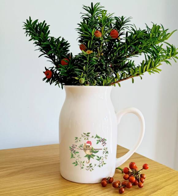 Christmas Hazel Dormouse Flower Jug - Personalised Mouse Vase Wildlife Lover Gift Cute Mice Design Woodland Animals - image 1