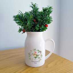 Christmas Hazel Dormouse Flower Jug - Personalised Mouse Vase Wildlife Lover Gift Cute Mice Design Woodland Animals - thumbnail 2
