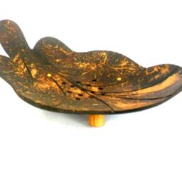 "Natural Coconut Shell Soap Dish Art Leaf Shape Hand Carved Handmade Wooden Carving Home Decor/Zen Gift 6""x4.25""x2" - thumbnail 2