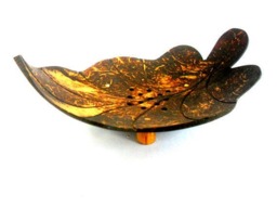 "Natural Coconut Shell Soap Dish Art Leaf Shape Hand Carved Handmade Wooden Carving Home Decor/Zen Gift 6""x4.25""x2"