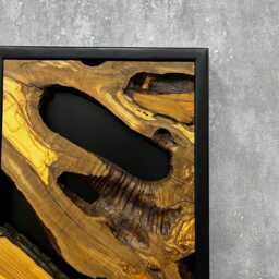 Handmade Live Edge Olive Wood Wall Art Modern Rustic Decor, Natural Hanging - thumbnail 4