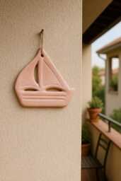 Hanging Clay Boat Nautical Wall Art - 11.5 X 12 cm - thumbnail 1