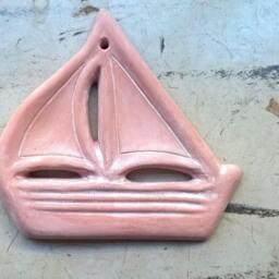 Hanging Clay Boat Nautical Wall Art - 11.5 X 12 cm - thumbnail 2