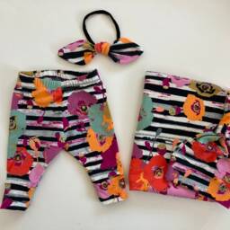 Newborn Girl Take Home Set. Swaddle Blanket & Hat Or Headband Clothes. Baby Shower Gift. Photo Prop - thumbnail 4