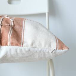 Handmade Hemp Pillow Cover Brown Tan Boho Farmhouse Decor - 20x20 - thumbnail 3
