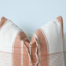 Handmade Hemp Pillow Cover Brown Tan Boho Farmhouse Decor - 20x20 - thumbnail 2