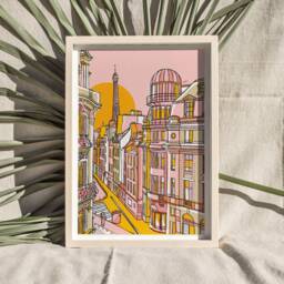 Paris Art Print Pastel Pink & Green Illustration - thumbnail 2