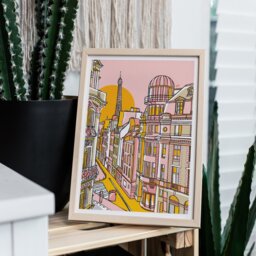 Paris Art Print Pastel Pink & Green Illustration - thumbnail 3