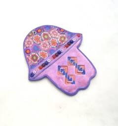 Hamsa Wall Hanging, Spiritual Gift, Purple Art, Hand, Home Blessing, Hand Of Fatima, Hamsa Decor, Protection Amulet - thumbnail 1