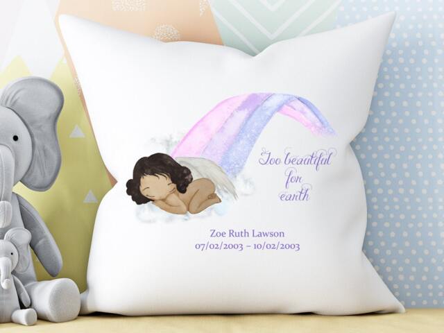"Baby Loss Miscarriage Memorial Cushion ""Too Beautiful For Earth" - image 1