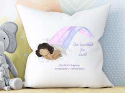 "Baby Loss Miscarriage Memorial Cushion ""Too Beautiful For Earth" - thumbnail 1