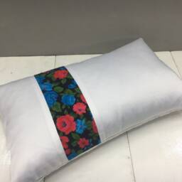 Floral Ikat Pillow Cover, Handwoven Silk Cushion - 12x20 - thumbnail 4