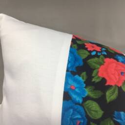 Floral Ikat Pillow Cover, Handwoven Silk Cushion - 12x20 - thumbnail 2