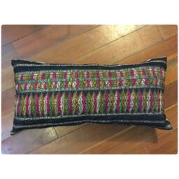 Vintage Handmade Hmong Tho Handwoven Silk Cotton Pillow Cover - thumbnail 1