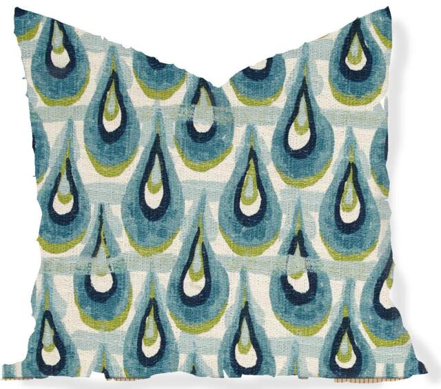 Pillows Covers - Navy Indigo Natural Ikat Modern- All Sizes 16x16 18x18 Throw Toss Accent Pillow - image 1