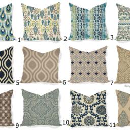 Pillows Covers - Navy Indigo Natural Ikat Modern- All Sizes 16x16 18x18 Throw Toss Accent Pillow - thumbnail 2