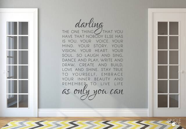 Darling Quote By Neil Gaiman Wall Decal - Vinyl Words Custom Home Decor - image 1