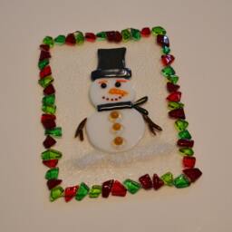 Christmas Gift Fun Snowman Glass Fused Wall Plaque, Holiday Decoration, D??cor, By Yafitglass - thumbnail 4